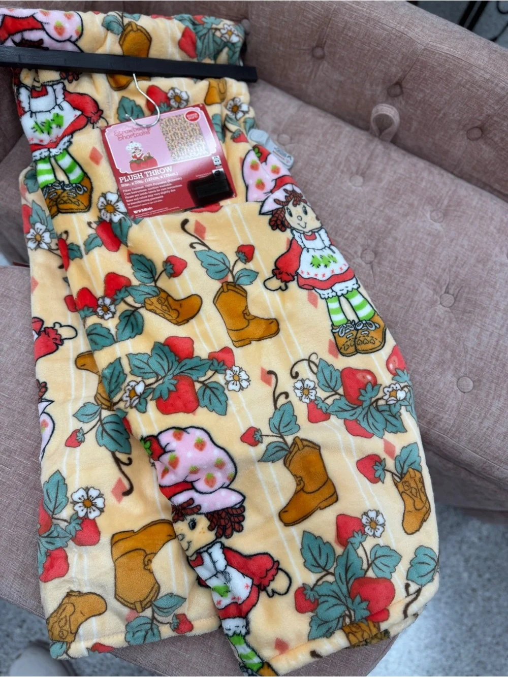 Plush Throw Blanket - Yellow Floral & Doll Print